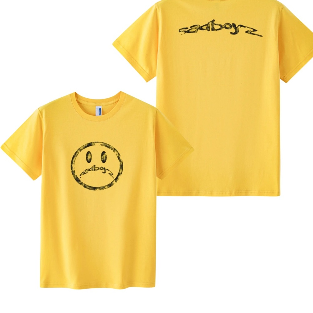 $AD BOYZ Yellow Sad Face T-Shirt Size Large